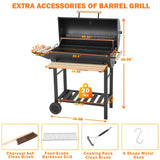 30-Inch Barrel Charcoal Grill with Warming Rack & Front Storage Basket, Outdoor BBQ Grill with 956 sq. in. Grilling Area Aimak Store