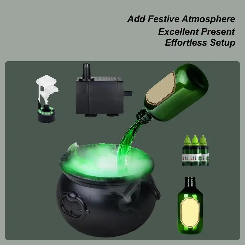 Party Horror Props Witch's Cauldron With Magical Bottles & Fog Maker, Floating Potion DIY, Halloween Decorations Indoor Aimak Store