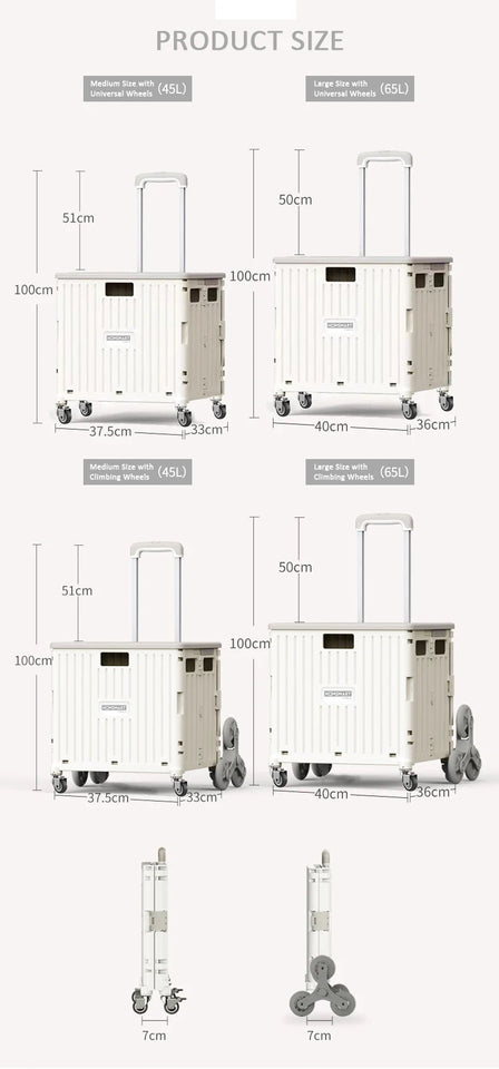 Climb Stair Trolley Cart Folding Grocery Shopping Cart Portable Folding Shopping Cart Aimak Store