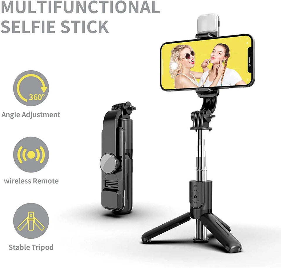 Wireless Bluetooth Selfie Stick Foldable Portable Tripod with Fill Light Shutter Remote Control for Android iPhone Smartphone Aimak Store