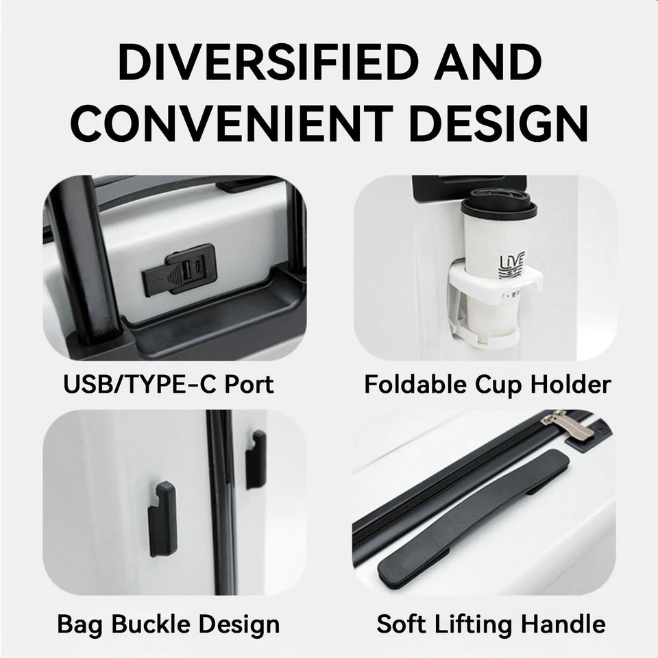 20 Inch Cabin Suitcase Front Opening Spinner Wheel Travel Rolling Luggage For Men Women Trolley Case With TSA Lock,USB Charging Aimak Store