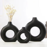 Flat Minimalist Simple Vase Donut Shape Single Flower Pot Home Wedding Decoratio Hollow Ornaments Circle Flower Arrangement Vase Aimak Store