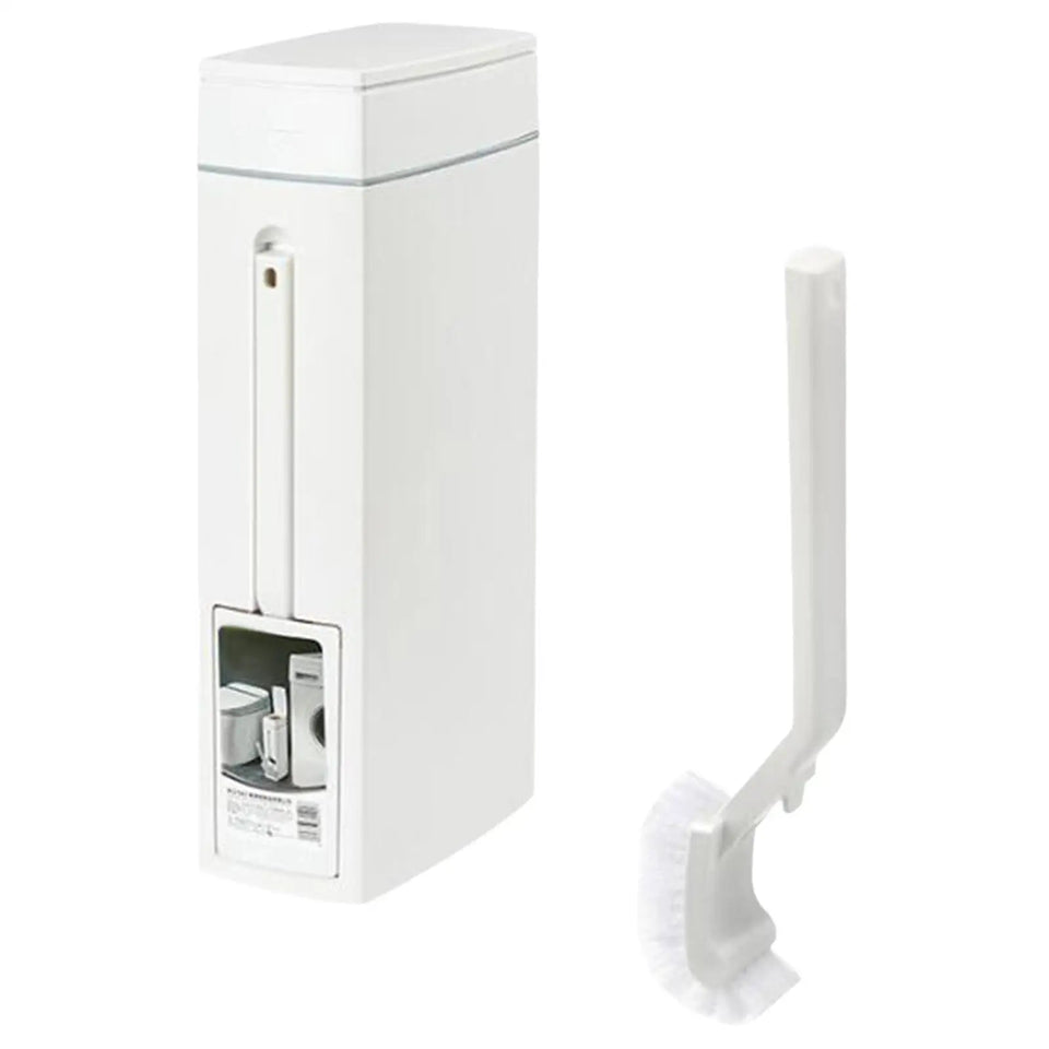 Bathroom Bin with Toilet Brush Holder,Trash Can,White Portable Paper Basket,Slim Trash Can with Toilet Brush for Bathroom Aimak Store
