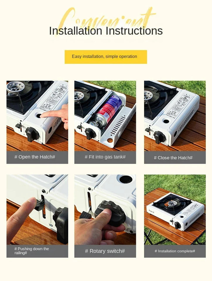 [Without Gas Cylinder]Portable Gas Powered Stove Burner Household Stainless Steel Camping Gas Stove Outdoor Butane Gas Cooktops Aimak Store