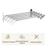 Foldable Clothes Drying Rack Wall-Mounted Clothes Towel Rack Corrosion Resistant Expandable Retractable Bathroom Laundry Rack Aimak Store