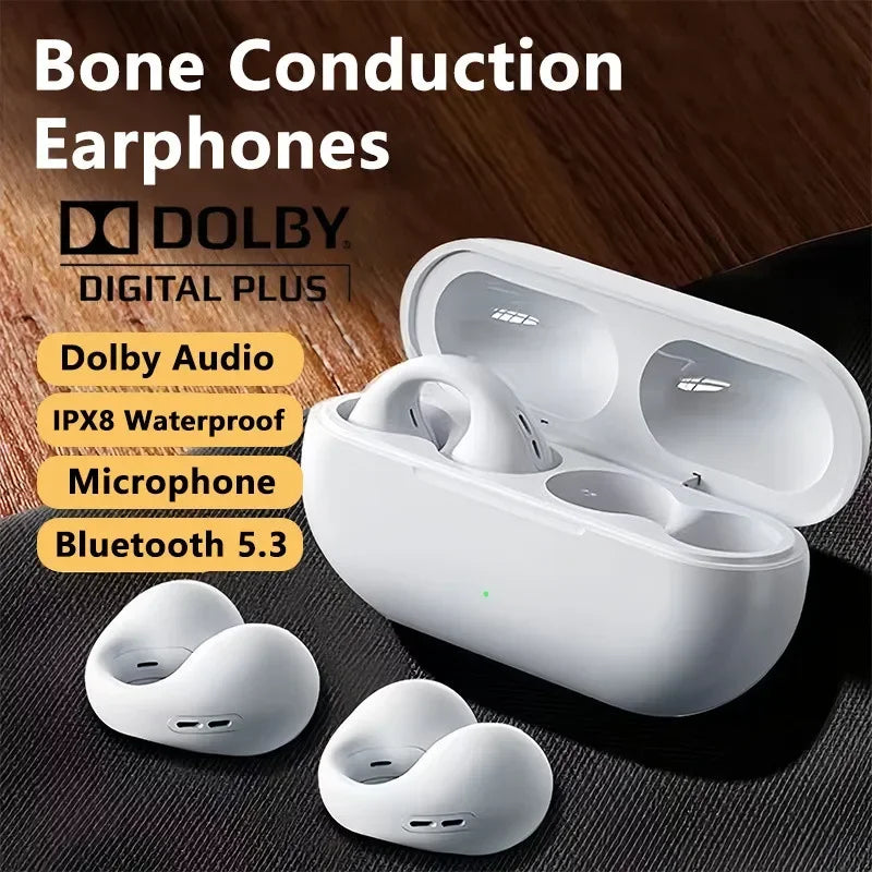 NEW Bluetooth 5.3 Wireless Bone Conduction Headphones T75 Clip Ear Music Noise Canceling Headset HD Call Sports Gaming Earphone Aimak Store