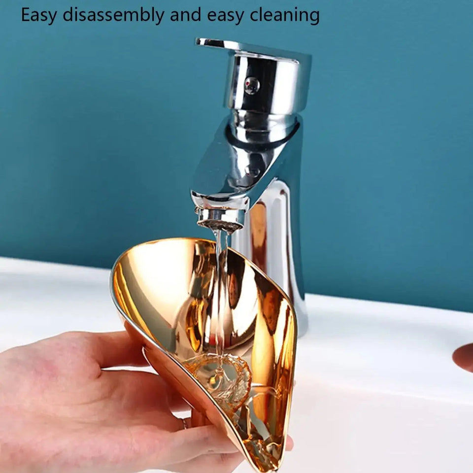 1pc- Gold Leaf shaped Soap tray Bathroom Toilet perforation-free drain soap rack Soap box Aimak Store