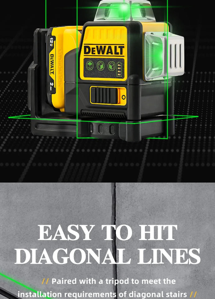 Dewalt DW089LG Laser Level 12 Line 3 Sides*360 Degree Vertical Lines Laser Level Meter Outdoor Uses 12V Lithium Battery Aimak Store