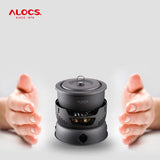 Outdoor Cooking Pot Set ALOCS CW-C05 Camping Portable Easy Storage Picnic Pot With Alcohol Stove Blast Proof Stove Cover Pot Aimak Store