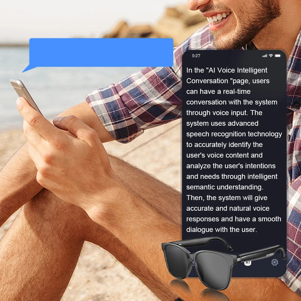 Smart Glasses AI Intelligent Translation Wireless Bluetooth Glasses Auto Voice Translation Audio Glasses Support 144 Languages Aimak Store