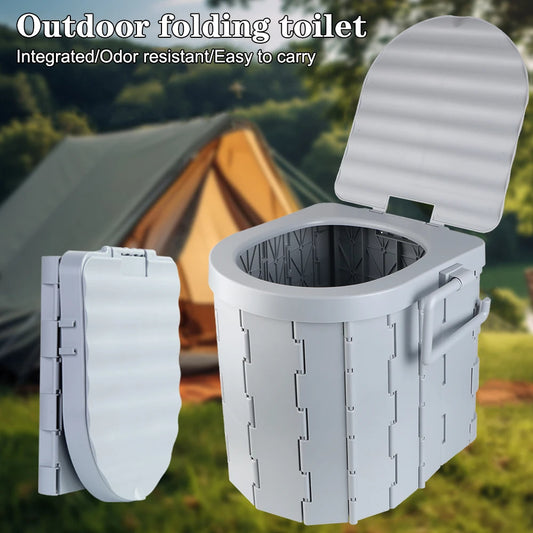 Folding Toilet with Lid Emergency Toilet Portable Camping Toilet Travel Bucket Toilet Seat Car Folding Toilets