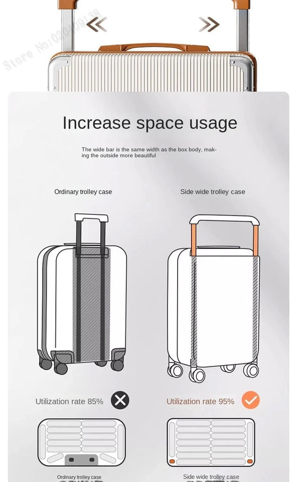 18-28Inch Wide Trolley Suitcase Mute Brake Wheels USB Port Password Boarding Box Multifunctional Large Capacity Suitcase Aimak Store
