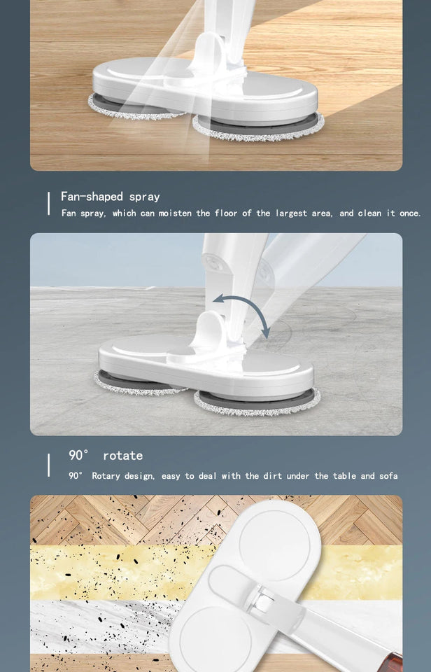 Electric Water Mop Cleaner Machine 360° Rotatable Spin Cleaning Mop Squeeze Wet and Dry Use Hand Push Household Floor Cleaning Aimak Store