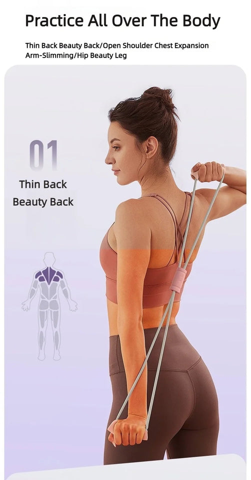 8 Tensioner Yoga Bands Exercise Stretch Itness Equipment Figure Elastic Pull Rope For Slimming Multi-Function Straps Band Aimak Store