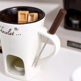 130ML European Candle Cup Cheese Chocolate Melting Ceramic Mug Heating Food Ceramic Mug with Fork Creative Coffee Mug Tableware Aimak Store