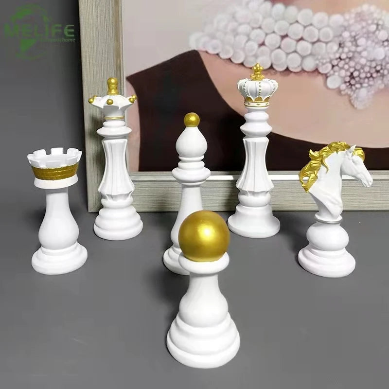 Chess Pieces Statue Resin King Queen Figure For Interior Home Living Room Office Sculpture Study Decoration Piece Ornament Aimak Store