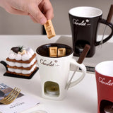 130ML European Candle Cup Cheese Chocolate Melting Ceramic Mug Heating Food Ceramic Mug with Fork Creative Coffee Mug Tableware Aimak Store