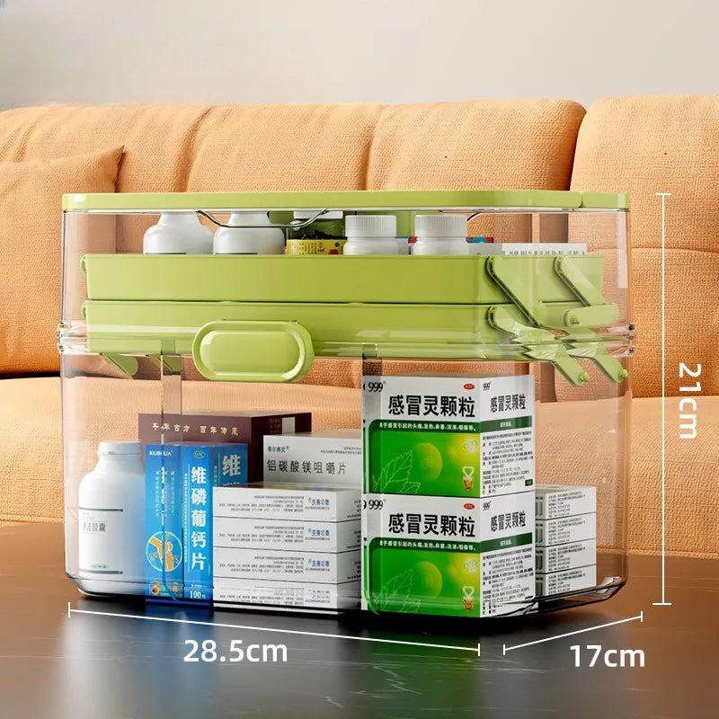 Household Medicine Box Large-capacity Medicine Multi-layer Sorting Storage Box Portable Storage Box for Groceries Aimak Store