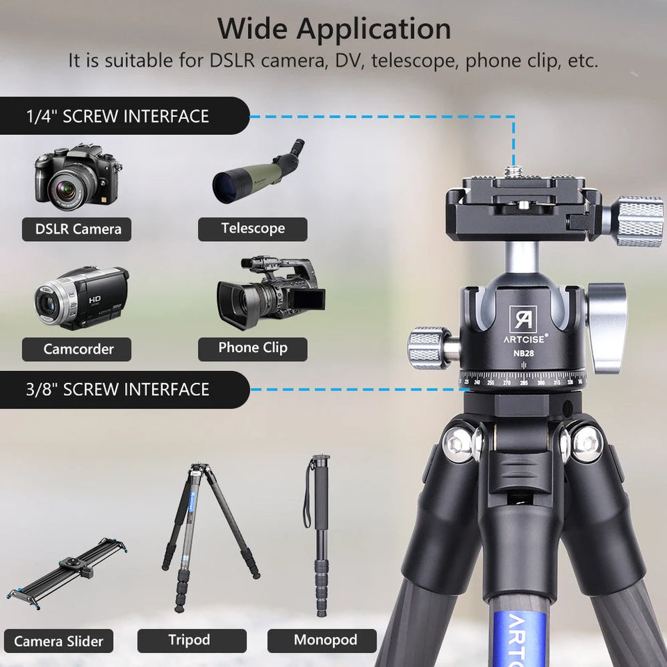 ARTCISE CS15C Carbon Fiber Compact Travel Portable Tabletop Mini Tripod with 360° Panorama Ballhead for DSLR Camera Mobile Phone Aimak Store