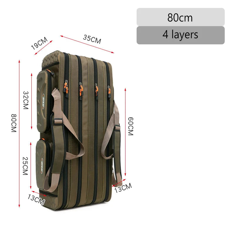 NON-Foldable 2/3/4 Layer Fishing Rod Tackle Bag 80/100/120/130CM Multifunctional Fish Reel Lure Line Tools Storage Case Gear Aimak Store