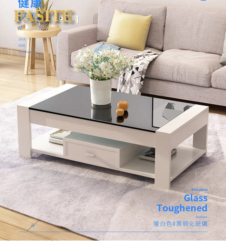 Nordic coffee table, simple modern tempered glass living room, easy to create office living room Aimak Store