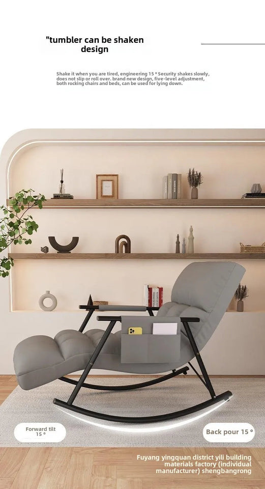 Modern Folding Rocking Chair for Adults Luxury Lite Recliner with Adjustable Backrest Balcony Lounges, Living Rooms Relaxation Aimak Store