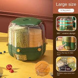 Kitchen Storage Container Large Food Storage Container 360° Rotating Rice Barrels Sealed Cereal Dispenser Rice Tank Grain Box Aimak Store