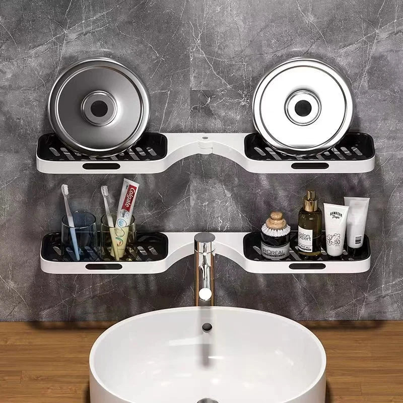 Punch-free Bathroom Shelf Wall-mounted Rotatable Rack  Corner Shower for Shampoo Makeup Organizer Bathroom Accessories Aimak Store