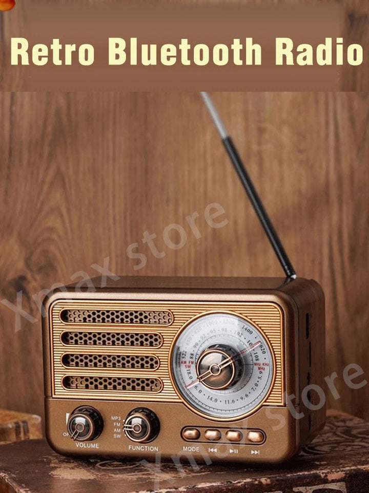 Retro Wireless Bluetooth Speaker Vintage  FM Radio Receiver Rechargeable HIFI Sterero Mp3 PlayerSUPPORT USB/SD/TF Aimak Store