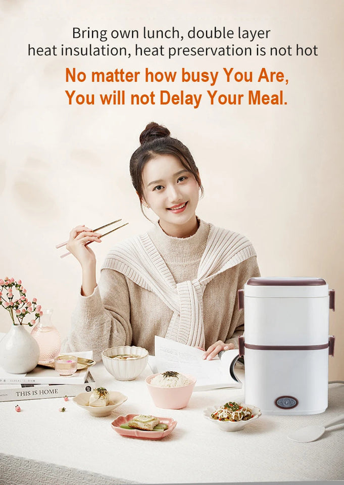 Electric Rice Cooker 220V Multi-functional Lunch Box Single/Double Layer Cooking Machine Food Steamer Food Storage Box EU Plug Aimak Store