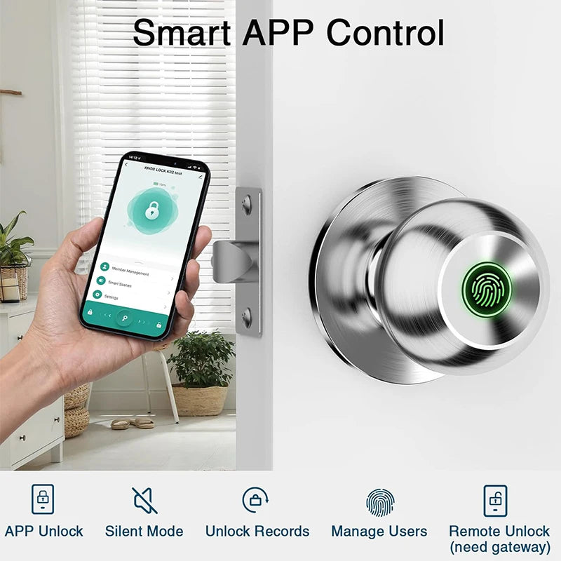 CIEPOJIET Bluetooth Door Lock Smart Lock for Tuya Smart with Keyless Fingerprint Lock Unlock with Fingerprint/Tuya app/key Aimak Store