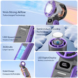 KINSCOTER Portable Air Cooling Turbo Fan 3600mAh 100 Wind Speeds Adjustable Outdoor Foldable Student Handheld Fan with Lanyard Aimak Store