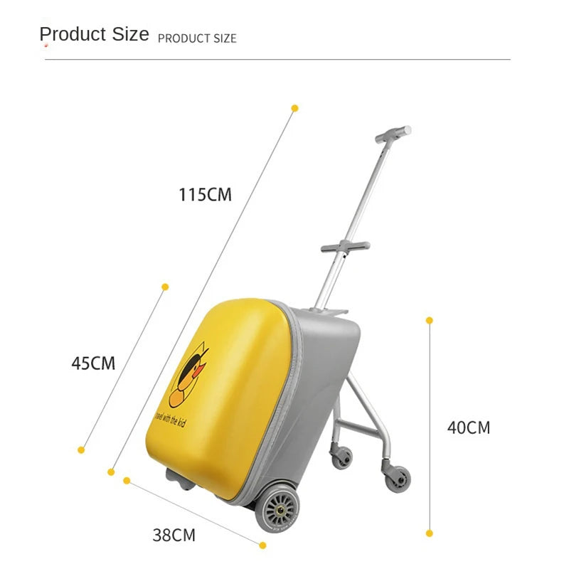Fashion Cute Pony Cartoon Trolley Case Sit Travel bags for Children 24" Rolling Luggage Spinner Suitcase Wheels Yellow Duck 20" Aimak Store