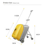 Fashion Cute Pony Cartoon Trolley Case Sit Travel bags for Children 24" Rolling Luggage Spinner Suitcase Wheels Yellow Duck 20" Aimak Store