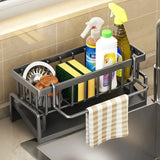 Kitchen Sink Drain Rack Organizer ABS Plastic Self-draining Sink Shelf Soap Sponge Holder Dishcloth Towel Rack filter basket Aimak Store