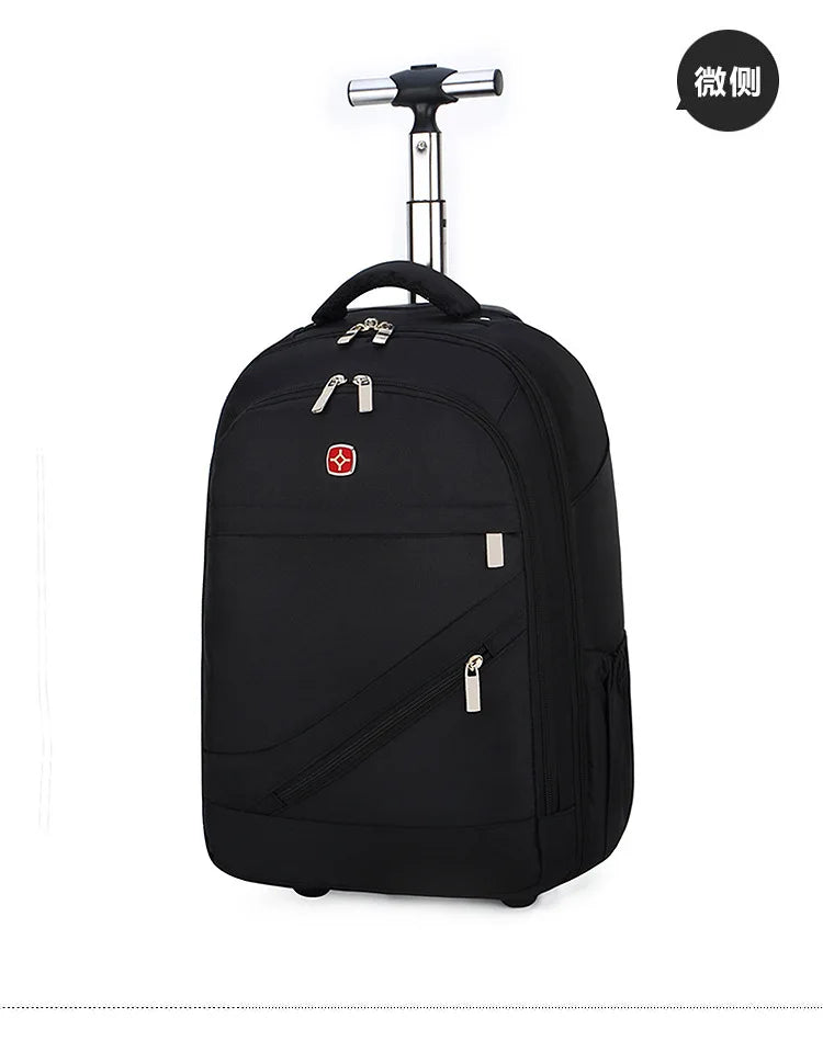 Men Trolley Backpack Shoulders Travel Bag with Wheels 24 Inch Students Rolling Luggage Business Trolley Large Capacity Suitcases Aimak Store