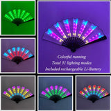 Luminous Folding LED Fan Dancing Light Fan Flashing For Night Music Show Rave Festival Accessories Glowing In The Dark Party Aimak Store
