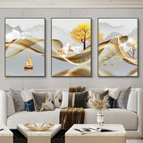 3 Nordic Luxury Ribbon Abstract Wall Art Landscape Modern Poster Print Picture Living Room Home Decorative Painting Aimak Store