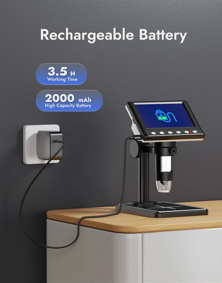 Hayve 4.3'' Digital Microscope 1600X USB Microscope 1080p Soldering Microscope with 8 LEDs Compatible with Windows/Mac OS (DM7) Aimak Store