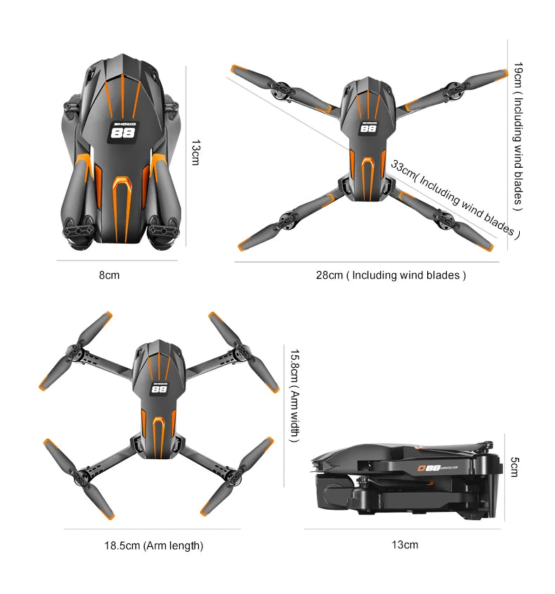 D88 Drone 8K HD Dual Camera GPS Location Professional Aerial Photography Optical Flow Hovering Foldable Drone ﻿RC10000M 2025New Aimak Store