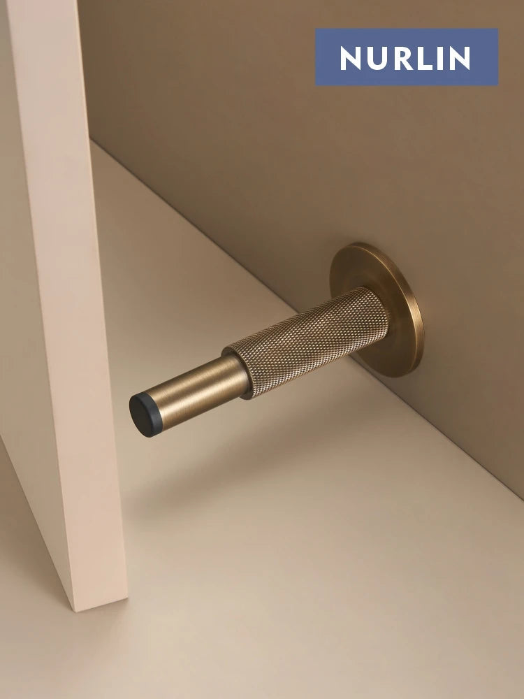 Nurlin Brass  Knurled Door Stops Bathroom Door Room Stopper Heavy Duty Floor Wall Mount Bumper Door Holder Catch Antique Brass Aimak Store