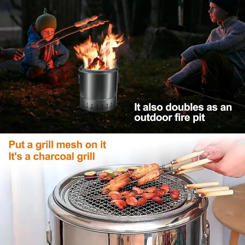 Stainless Steel Wrap-around Grill Charcoal Grill Smokeless Grill Cooking Grate Portable Camping Oven Household Barbecue Tools Aimak Store