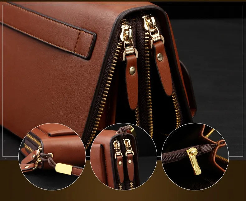 Men Clutch Bag Men's Long Purse Large Capacity Men's Wallets Cell Phone Pocket Passcard Pocket High Quality Wallet Bags For Men Aimak Store