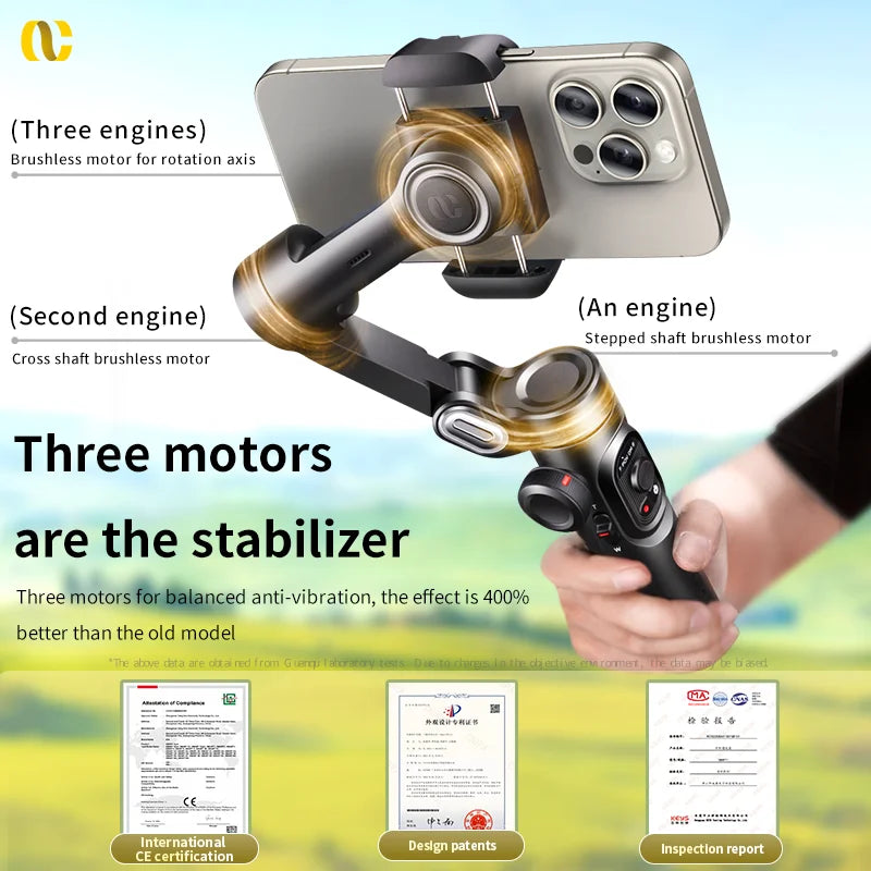 AOCHUAN Smart XE 3-Axis Handheld Gimbal Stabilizer for Smartphone iPhone Android Face Tracking Tiktok Vlog Live Streaming Aimak Store