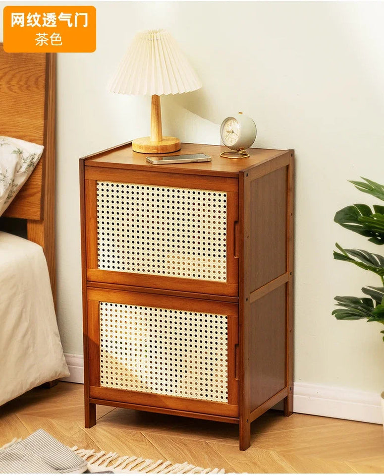 Modern Simple Storage Small Night Stand Household Bedside Table Solid Wood Bedchamber Large Capacity Home Furniture Aimak Store