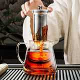 Heat Resistant Glass Teapot with Stainless Steel Tea Strainer Infuser Flower Kettle Kung Fu Teaware Set Puer Oolong Pot Aimak Store