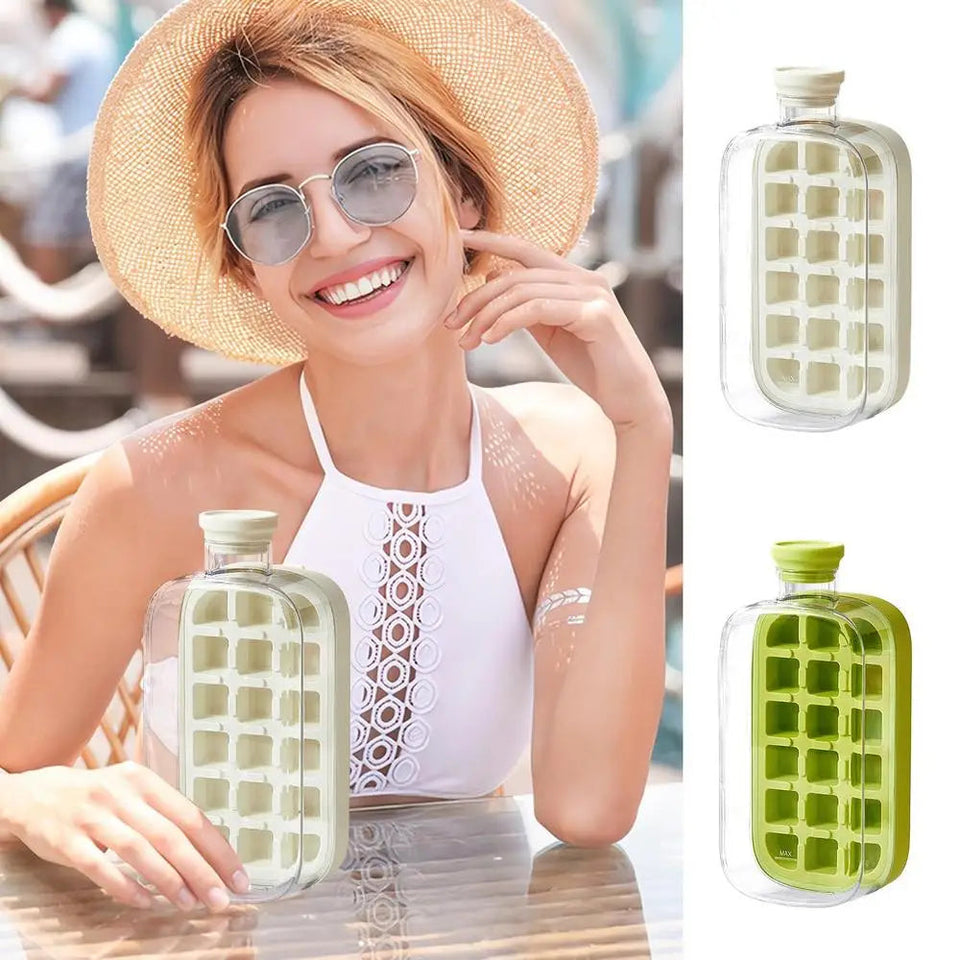 Portable  Silicone Freezer Ice Trays zero-contact pressure ice cube mold Whiskey Ice Cream Silicone Water Bottle Ice Cube Maker Aimak Store