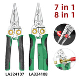 LAOA 8-In-1 Stainless Steel Multifunctional Wire Stripping Pliers LA324107 LA324108 Electric Measuring and Electricians Aimak Store
