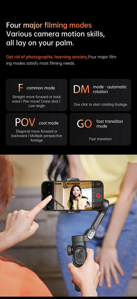 AOCHUAN 3-Axis Handheld Gimbal Stabilizer for Smartphone with Fill Light for iPhone Android Face Tracking Tiktok Vlog Smart XE Aimak Store