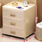 Modern Minimalist Nightstand with Drawers|Faux Wood Bedside Storage Cabinet Movable Bedroom Organizer Space-Saving HomeFurniture Aimak Store